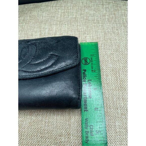 Vintage Channel Black Leather Wallet Women’s Unisex Good Condition Read Details - Picture 14 of 16